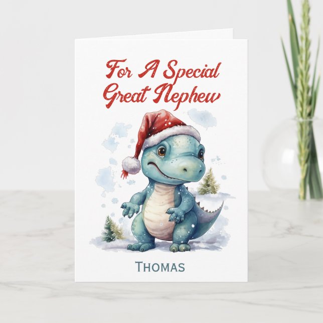 Cartes Pour Fêtes Annuelles Grand dinosaure de Noël Nephew (Devant)