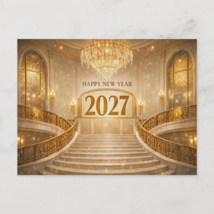 Cartes Pour Fêtes Annuelles Grand Escalier Art Déco Or pour la Nouvelle Année 