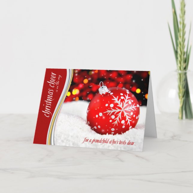 Cartes Pour Fêtes Annuelles Grand-fille Noël Rouge Flocon de neige (Devant)