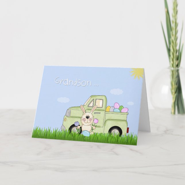 Cartes Pour Fêtes Annuelles Grand-fils, Camion de Pâques (Devant)