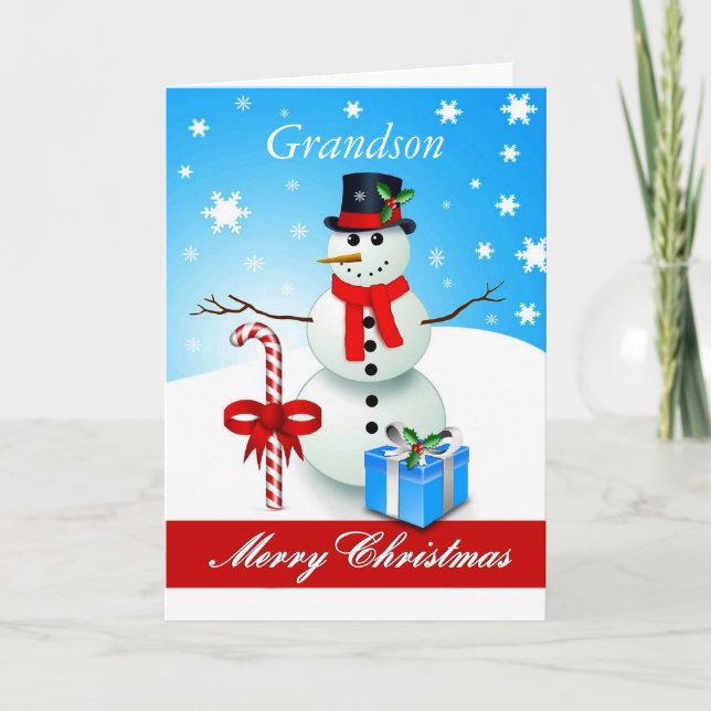 Cartes Pour Fêtes Annuelles Grand-fils / Joyeux Noël - Snowman (Devant)