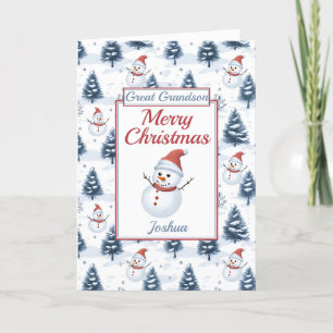 Cartes Pour Fêtes Annuelles Grand-fils Joyeux Noël Snowman