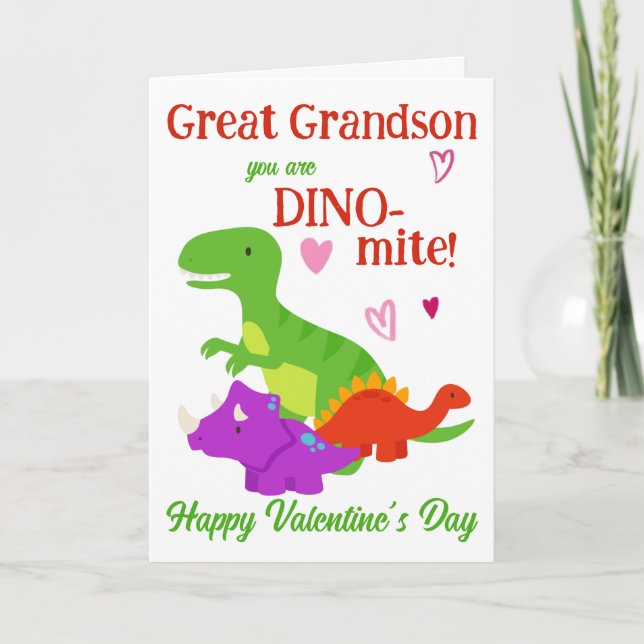 Cartes Pour Fêtes Annuelles Grand-fils Valentine's Day Dino-mite (Devant)