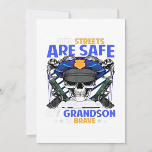 Cartes Pour Fêtes Annuelles Grand-flic mince ligne bleue grand-fils cadeau