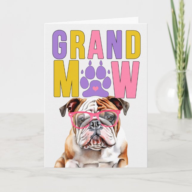 Cartes Pour Fêtes Annuelles Grand-MAW Anglais Bulldog GrandDOG Grand-parents D (Devant)