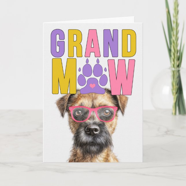Cartes Pour Fêtes Annuelles Grand-MAW Bordure Terrier Grand-DOG Grand-parents  (Devant)