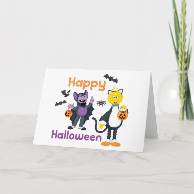 Cartes Pour Fêtes Annuelles Grand oiseau et nombre | Joyeux Halloween (Devant)