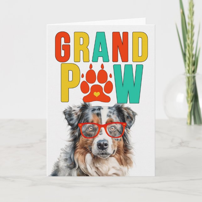 Cartes Pour Fêtes Annuelles Grand-parents bergers australiens Grand-PAW (Devant)