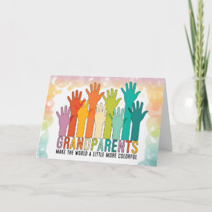 Cartes Pour Fêtes Annuelles Grand-parents Jour Mains colorées levée