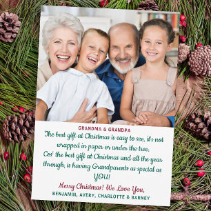 Cartes Pour Fêtes Annuelles Grand-parents Poème de Noël Personnalisé Photo sim