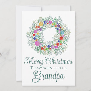 Cartes Pour Fêtes Annuelles Grand-père coloré Noël Wreath