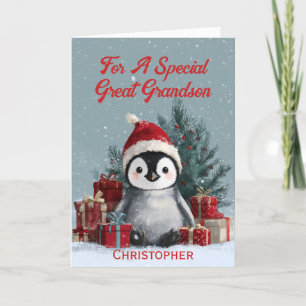 Cartes Pour Fêtes Annuelles Grand petit-fils mignon bébé pingouin