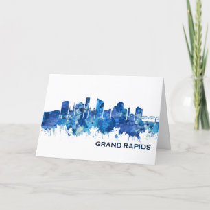Cartes Pour Fêtes Annuelles Grand Rapids Michigan Skyline Blue