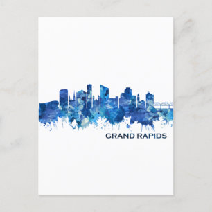 Cartes Pour Fêtes Annuelles Grand Rapids Michigan Skyline Blue