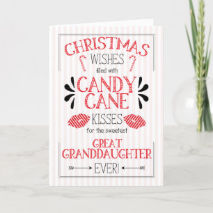 Cartes Pour Fêtes Annuelles Grand Sucre de canne-fille Baisers Noël