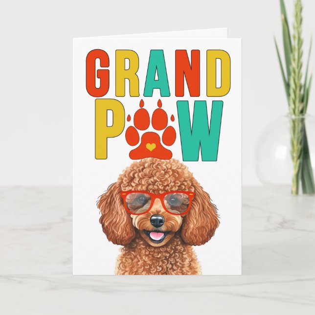 Cartes Pour Fêtes Annuelles GrandDOG Grand-parents de caniche GrandPAW (Devant)