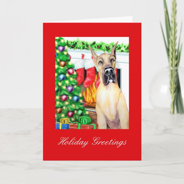 Cartes Pour Fêtes Annuelles Grande Dane Stockings Fawn (Devant)