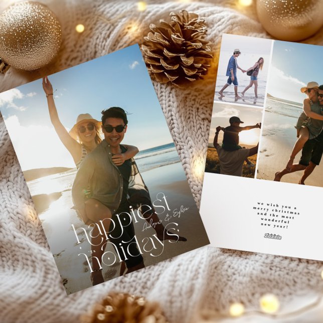 Cartes Pour Fêtes Annuelles grande photo joyeux Noël écriture HAPPIEST (Créateur téléchargé)