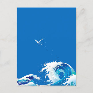 Cartes Pour Fêtes Annuelles Grandes vagues et mouettes