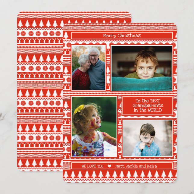 Cartes Pour Fêtes Annuelles Grandkids Grand-pa Grand-mère Photo Joyeux Noël (Devant / Derrière)