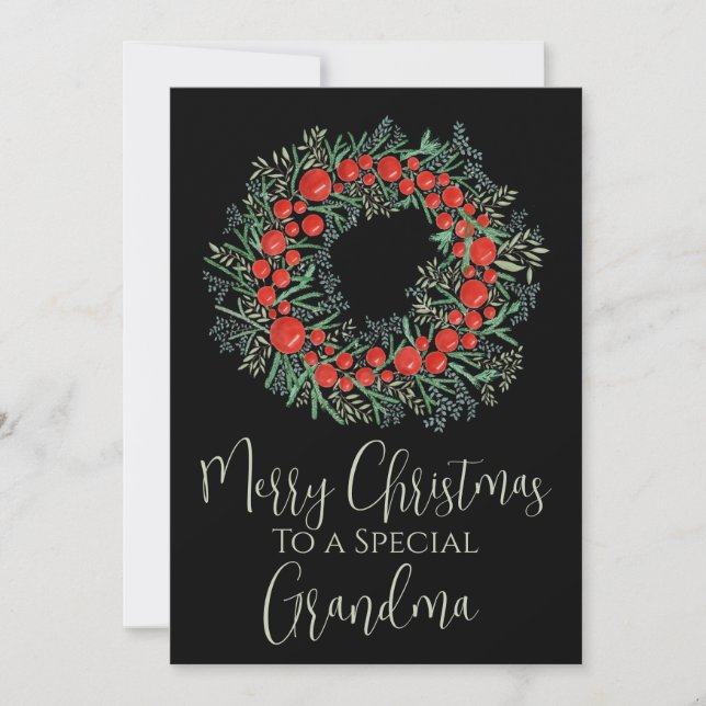 Cartes Pour Fêtes Annuelles Grandma Christmas Berries wath (Devant)