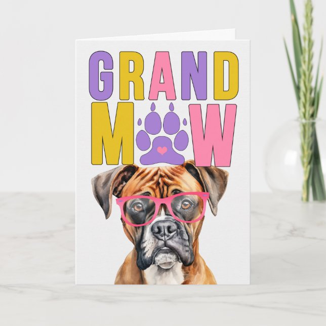 Cartes Pour Fêtes Annuelles GrandMAW Boxer Dog GrandDOG Grand-parents Day (Devant)