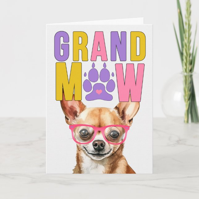 Cartes Pour Fêtes Annuelles GrandMAW Chihuahua Chien GrandDOG Grand-parents Da (Devant)