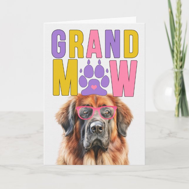 Cartes Pour Fêtes Annuelles GrandMAW Leonberger Chien Funny Grand-parents Day (Devant)