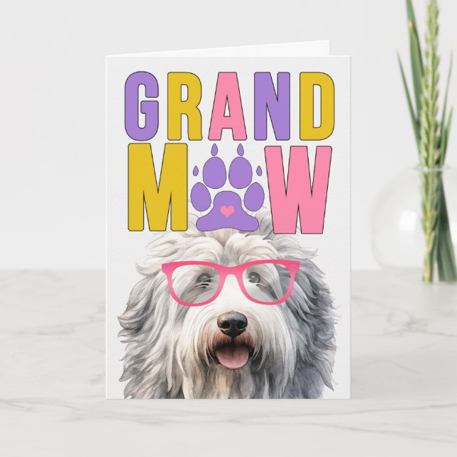 Cartes Pour Fêtes Annuelles GrandMAW Sheepdog GrandDOG Grand-parents Day (Devant)