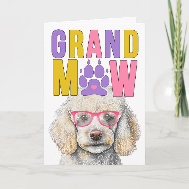 Cartes Pour Fêtes Annuelles GrandMAW White Poodle GrandDOG Grand-parents Day (Devant)