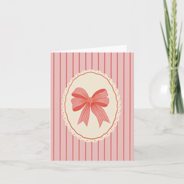 Cartes Pour Fêtes Annuelles Grandmillénaire rose & rouge Bow Blank Folk Xmas (Devant)