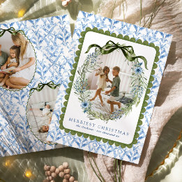 Cartes Pour Fêtes Annuelles Grandmillénarisme Fantaisiste Noël Bleu & Vert