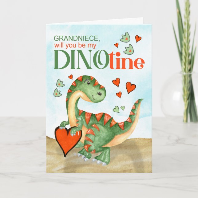 Cartes Pour Fêtes Annuelles Grandniece Valentine T-Rex Dinosaur DINOtine (Devant)