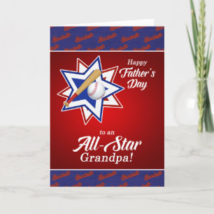 Cartes Pour Fêtes Annuelles Grandpa All Star Baseball Thème Fête des pères