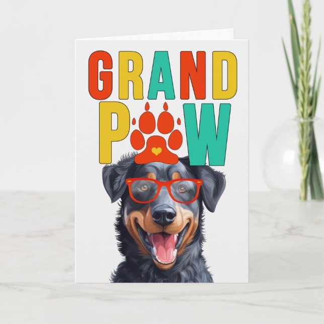 Cartes Pour Fêtes Annuelles GrandPAW Beauceron GrandDOG Grand-parents Day (Devant)