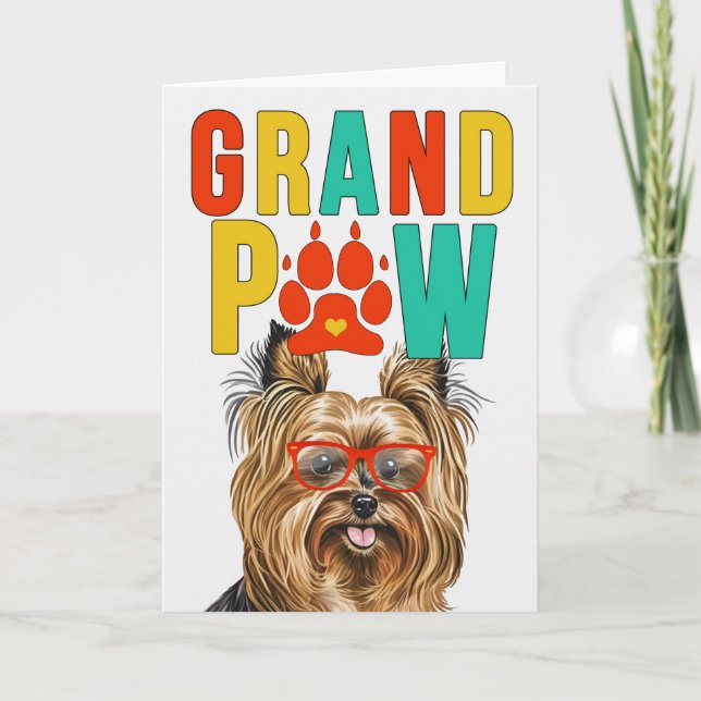Cartes Pour Fêtes Annuelles GrandPAW Biewer Terrier GrandDOG Grand-parents Day (Devant)