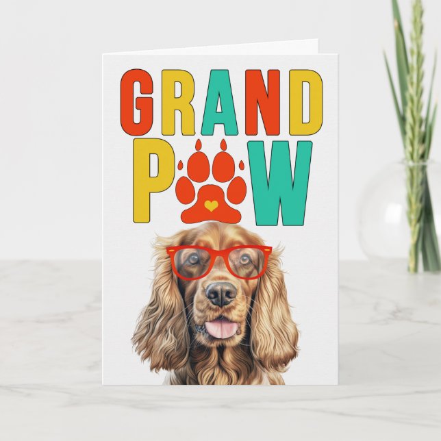 Cartes Pour Fêtes Annuelles GrandPAW Cocker Spaniel GrandDOG Grand-parents Day (Devant)