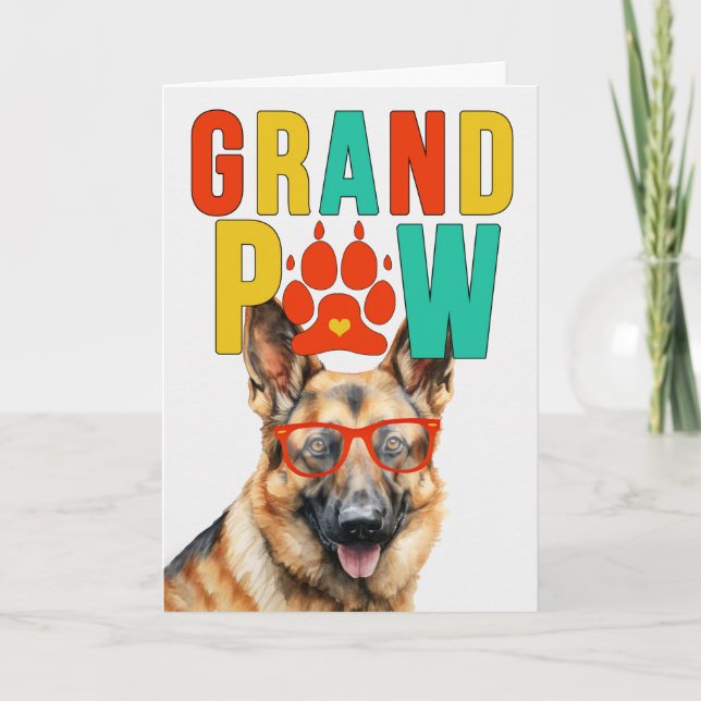 Cartes Pour Fêtes Annuelles GrandPAW German Shepherd GrandDOG Grand-parents Da (Devant)