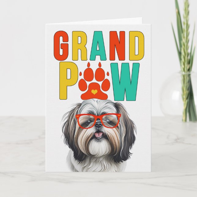 Cartes Pour Fêtes Annuelles GrandPAW Shih Tzu GrandDOG Grandparents Day (Devant)