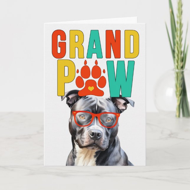 Cartes Pour Fêtes Annuelles GrandPAW Staffordshire GrandDOG Grand-parents Day (Devant)