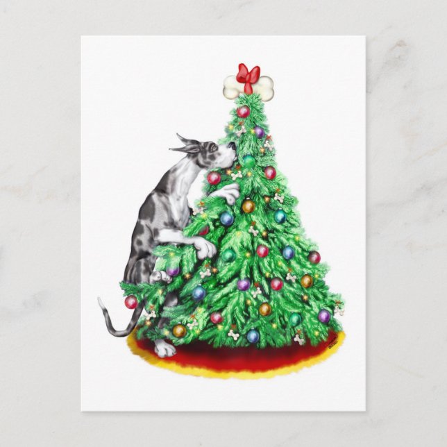 Cartes Pour Fêtes Annuelles Grands Dane Noël atteindre les objectifs Merle (Devant)