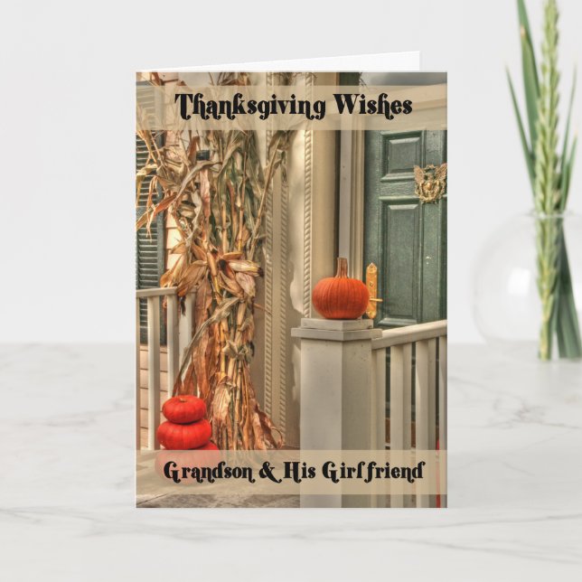 Cartes Pour Fêtes Annuelles Grandson et son Bon thanksgiving de copine (Devant)