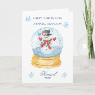 Cartes Pour Fêtes Annuelles Grandson Snow Globe Snowman Noël