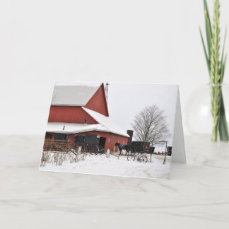 Cartes Pour Fêtes Annuelles Grange amish au temps de Noël