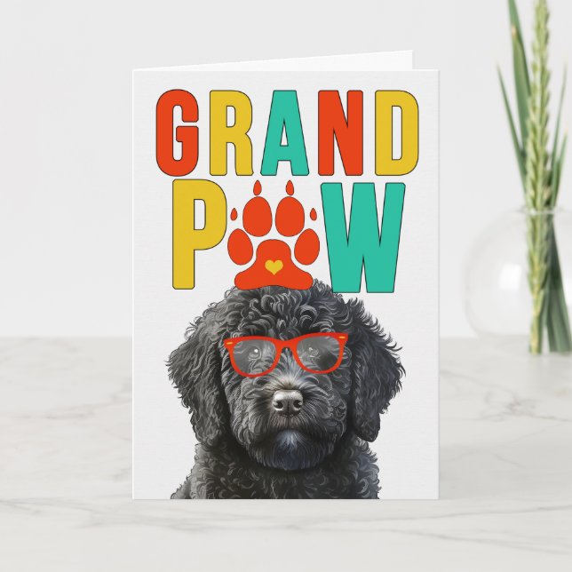 Cartes Pour Fêtes Annuelles GranPAW Black Labradoodle Funny Grand-parents Day (Devant)