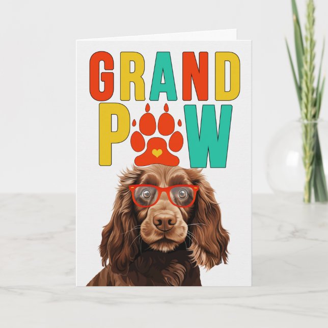 Cartes Pour Fêtes Annuelles GranPAW Field Spaniel CHIEN Jour des grands-parent (Devant)