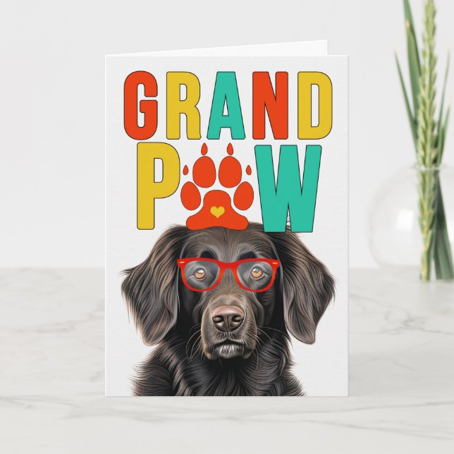 Cartes Pour Fêtes Annuelles GranPAW Flat Retriever Funny Grand-parents Day (Devant)