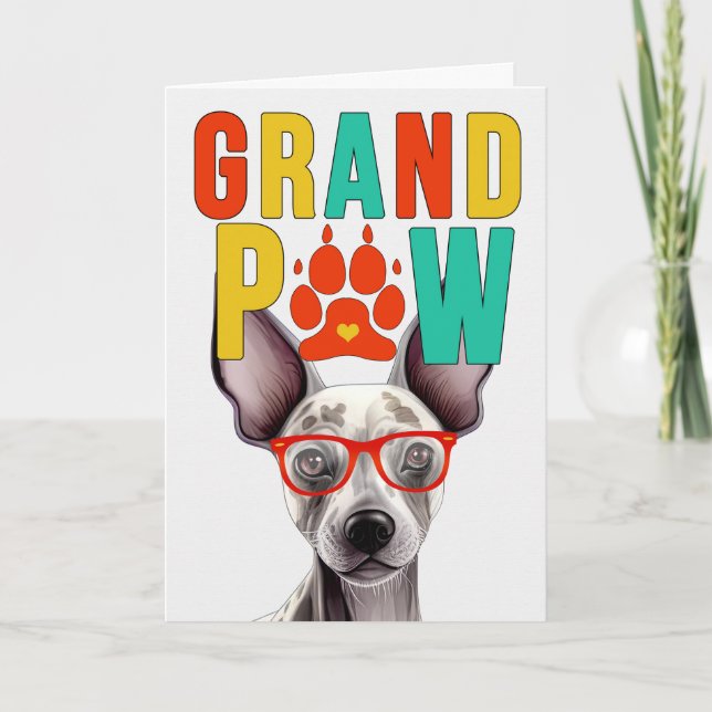 Cartes Pour Fêtes Annuelles GranPAW Hairless Terrier Funny Grand-parents Day (Devant)