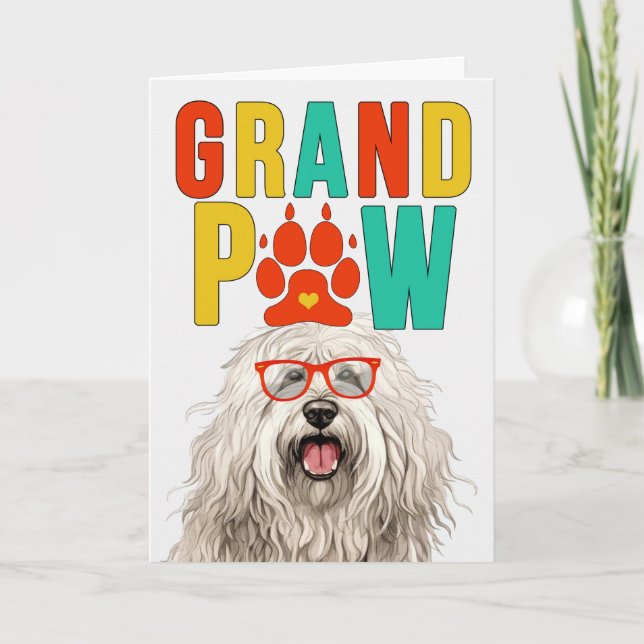 Cartes Pour Fêtes Annuelles GranPAW Komondor DOG Funny Grand-parents Day (Devant)