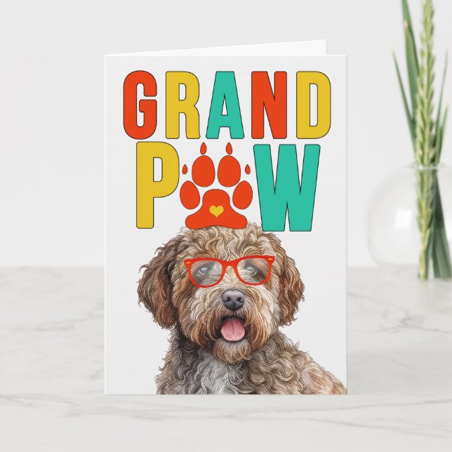 Cartes Pour Fêtes Annuelles GranPAW Lagotto Romagnolo Funny Grandparents Day (Devant)